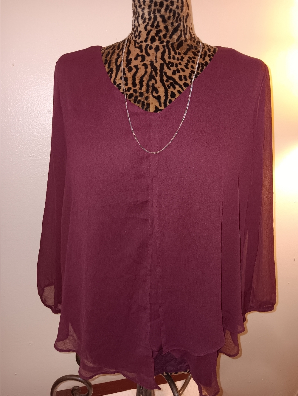 Apt. 9 Burgundy V-Neck Long-Sleeve Blouse
